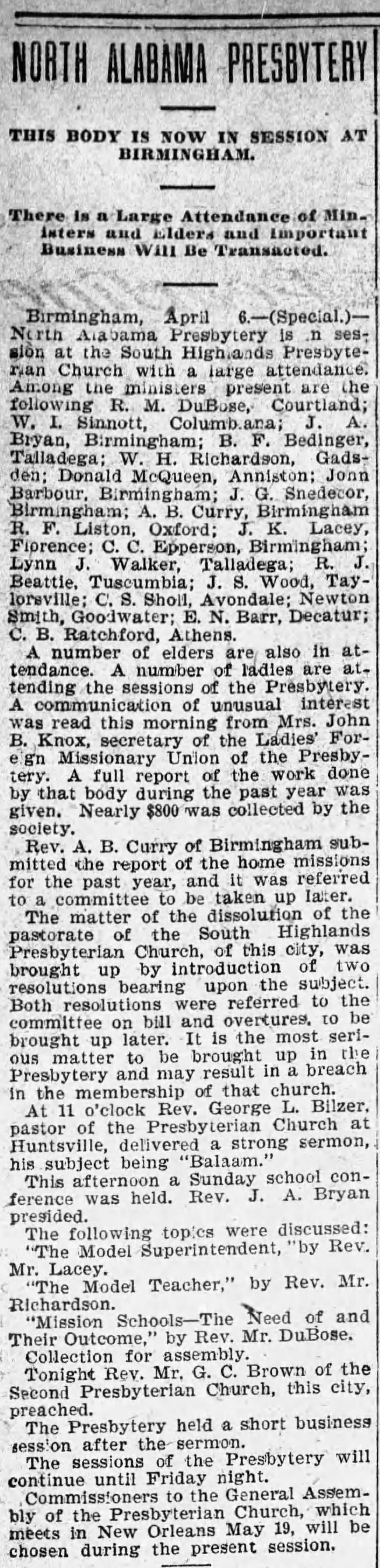 Northern Alabama Presbytery